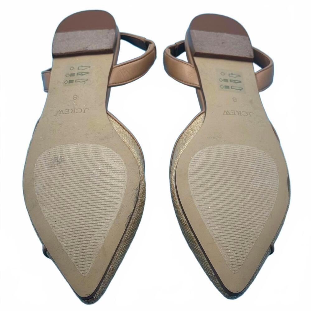 J.Crew Pointed Toe Slingback Flats Tan Woven Raffia Size 8 - Picture 2 of 3